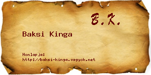 Baksi Kinga névjegykártya